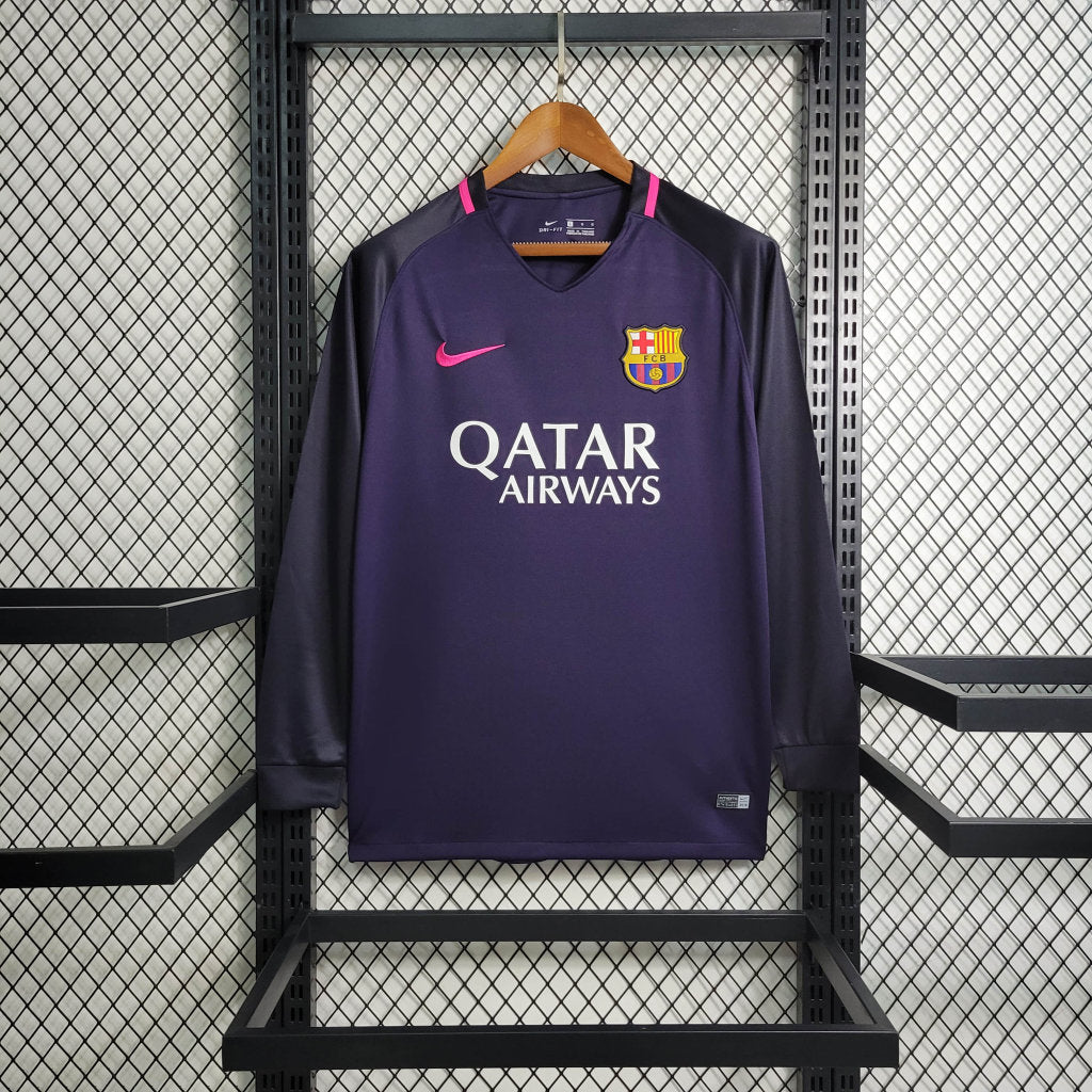 Camisa Manga Longa Retrô do Barcelona Reserva 2016/2017