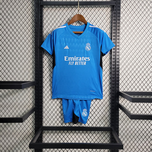 Kit Infantil do Real Madrid Goleiro Blue 2023/2024