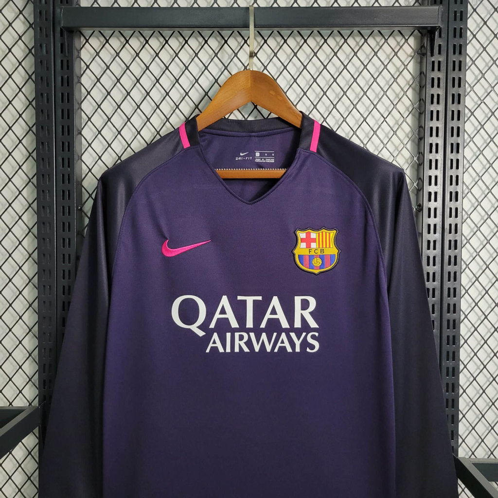 Camisa Manga Longa Retrô do Barcelona Reserva 2016/2017