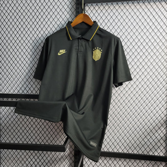 Camisa do Brasil Polo Gold Preta 2022/2023